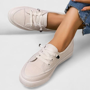 Sneakersy damskie wsuwane w kolorze beżowym – ortopedyczne z amortyzacją