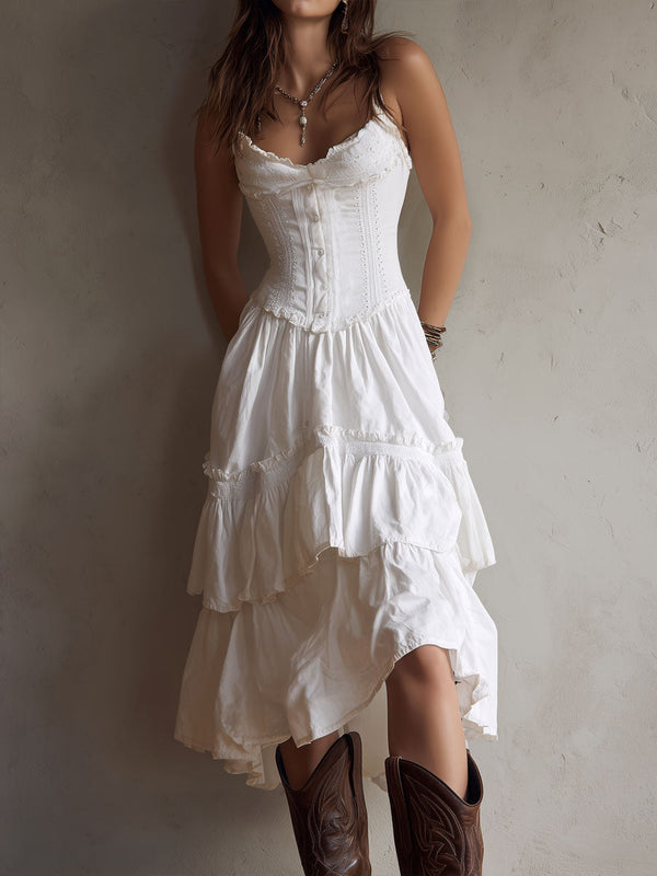 Amelia | Gorsetowa sukienka midi w stylu retro-boho