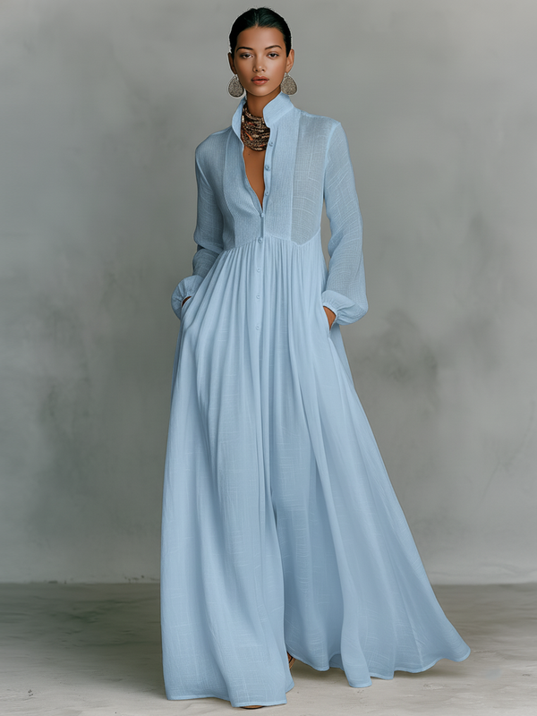 Marta | Lniana sukienka maxi patchwork