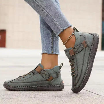 Sneakersy damskie ortopedyczne w kolorze zielonym – z szerokim noskiem na rzep