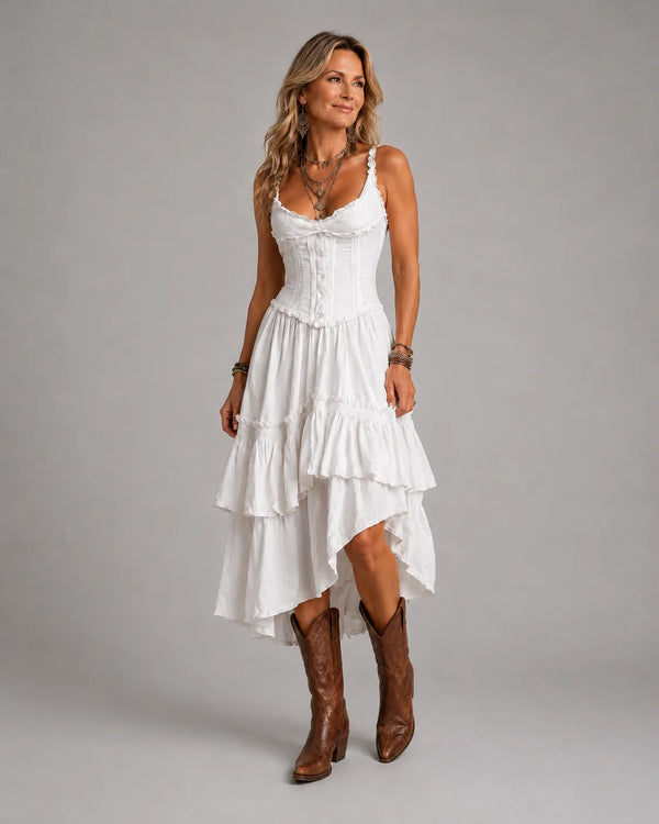 Amelia | Gorsetowa sukienka midi w stylu retro-boho