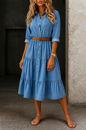 Barbara | Luźna elegancka sukienka dżinsowa