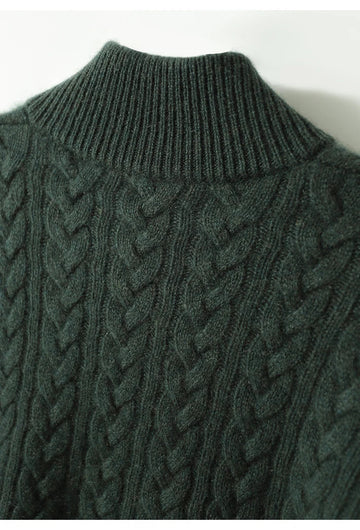Sweter damski w warkocze ze stójką zapinaną na guziki – zdjęcie 21