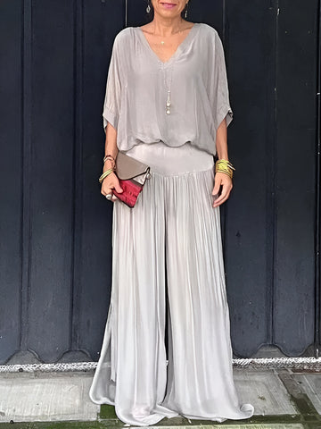 Louise™ | Elegancki zestaw z topem w serek i spodniami