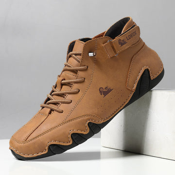Sneakersy damskie za kostkę w kolorze brązowym – ortopedyczne, z rzepem