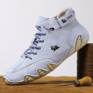 Sneakersy damskie za kostkę w kolorze błękitnym – ortopedyczne, z rzepem
