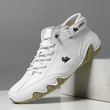 Sneakersy damskie za kostkę w kolorze białym – ortopedyczne, z rzepem