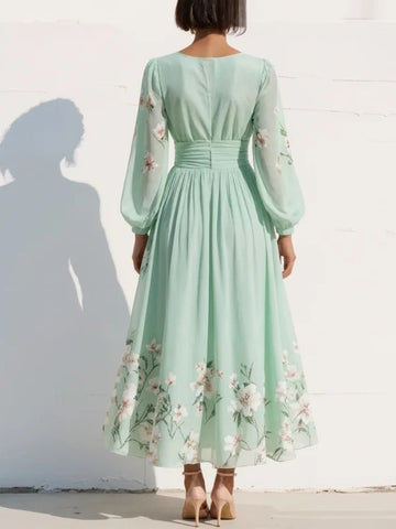 Marlena | Plisowana sukienka maxi w kwiaty