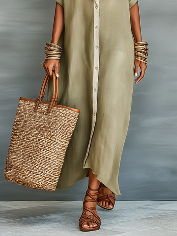 Manelle | Sukienka maxi oliwkowa