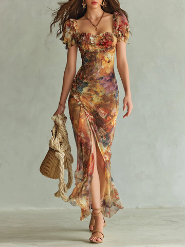 Violeta | Szyfonowa sukienka maxi boho