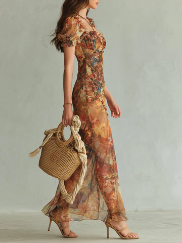 Violeta | Szyfonowa sukienka maxi boho