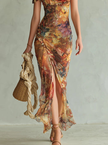 Violeta | Szyfonowa sukienka maxi boho