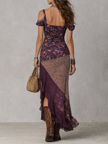 Kalina | Sukienka Maxi W Panterkowo-Kwiatowy Print