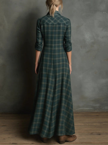 Valentina | Długa, w kratę sukienka