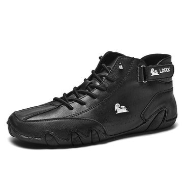 Sneakersy damskie za kostkę w kolorze czarnym – ortopedyczne, z rzepem