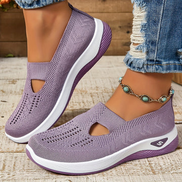 Buty damskie ortopedyczne w kolorze liliowym – wsuwane, z elastycznym paskiem