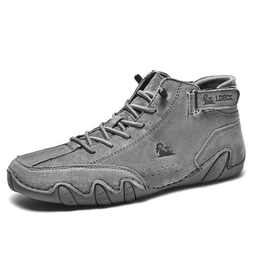 Sneakersy damskie za kostkę w kolorze szarym – ortopedyczne, z rzepem