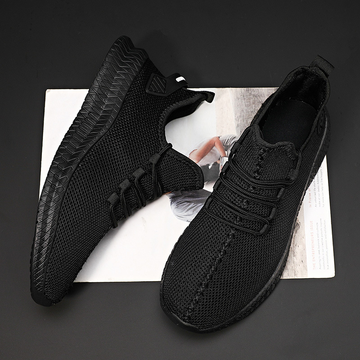 Sneakersy męskie siateczkowe w kolorze czarnym – lekkie, na elastycznej podeszwie