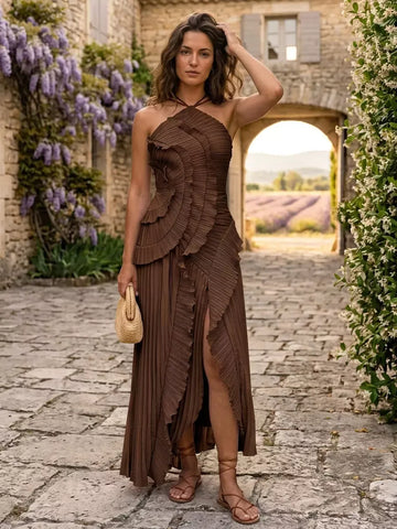 Eleonora | Elegancka sukienka z falbanami