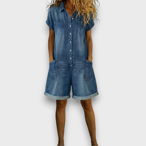 Joanna | Krótki kombinezon denim vintage
