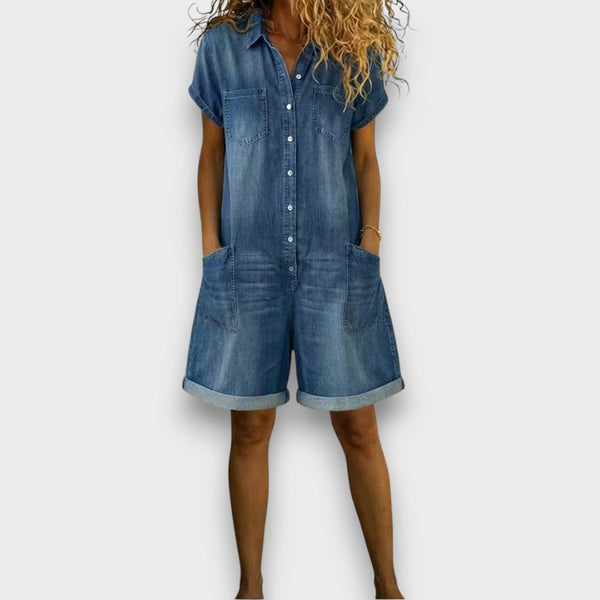 Joanna | Krótki kombinezon denim vintage