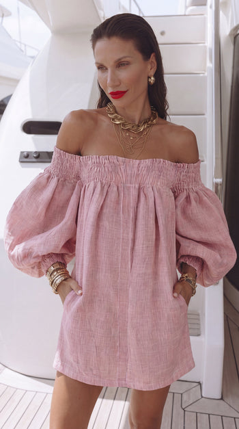 Amara | Sukienka off-shoulder z bufiastymi rękawami