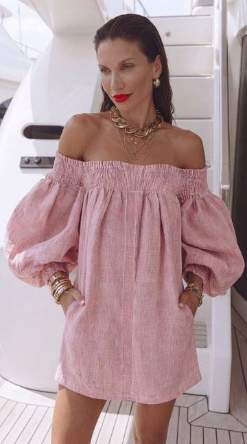 Amara | Sukienka off-shoulder z bufiastymi rękawami