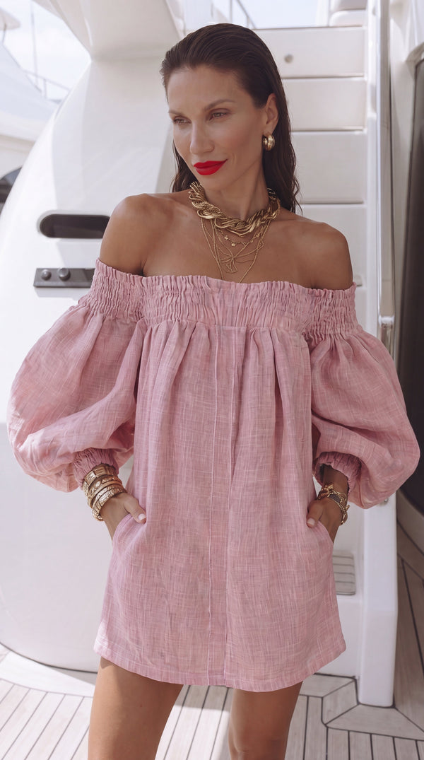 Amara | Sukienka off-shoulder z bufiastymi rękawami