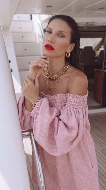 Amara | Sukienka off-shoulder z bufiastymi rękawami