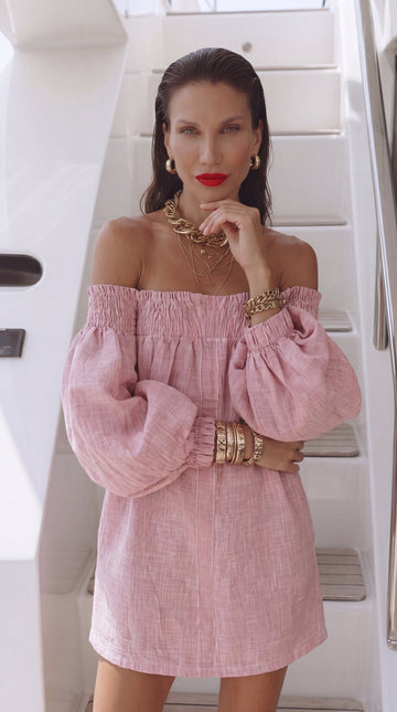 Amara | Sukienka off-shoulder z bufiastymi rękawami