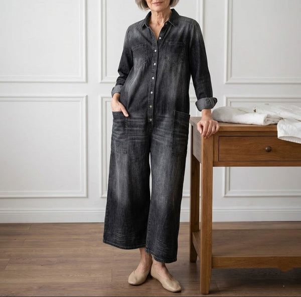 Diana | Miękka sukienka denim z guzikami