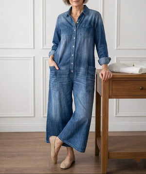 Diana | Miękka sukienka denim z guzikami