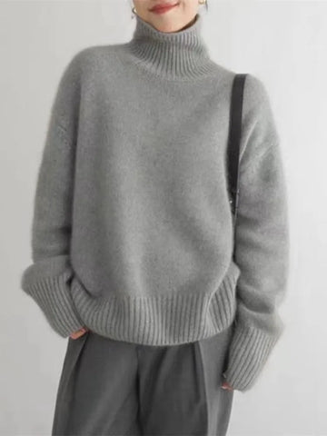 Sweter damski golf kaszmirowy z wysokim kołnierzem – zdjęcie 4